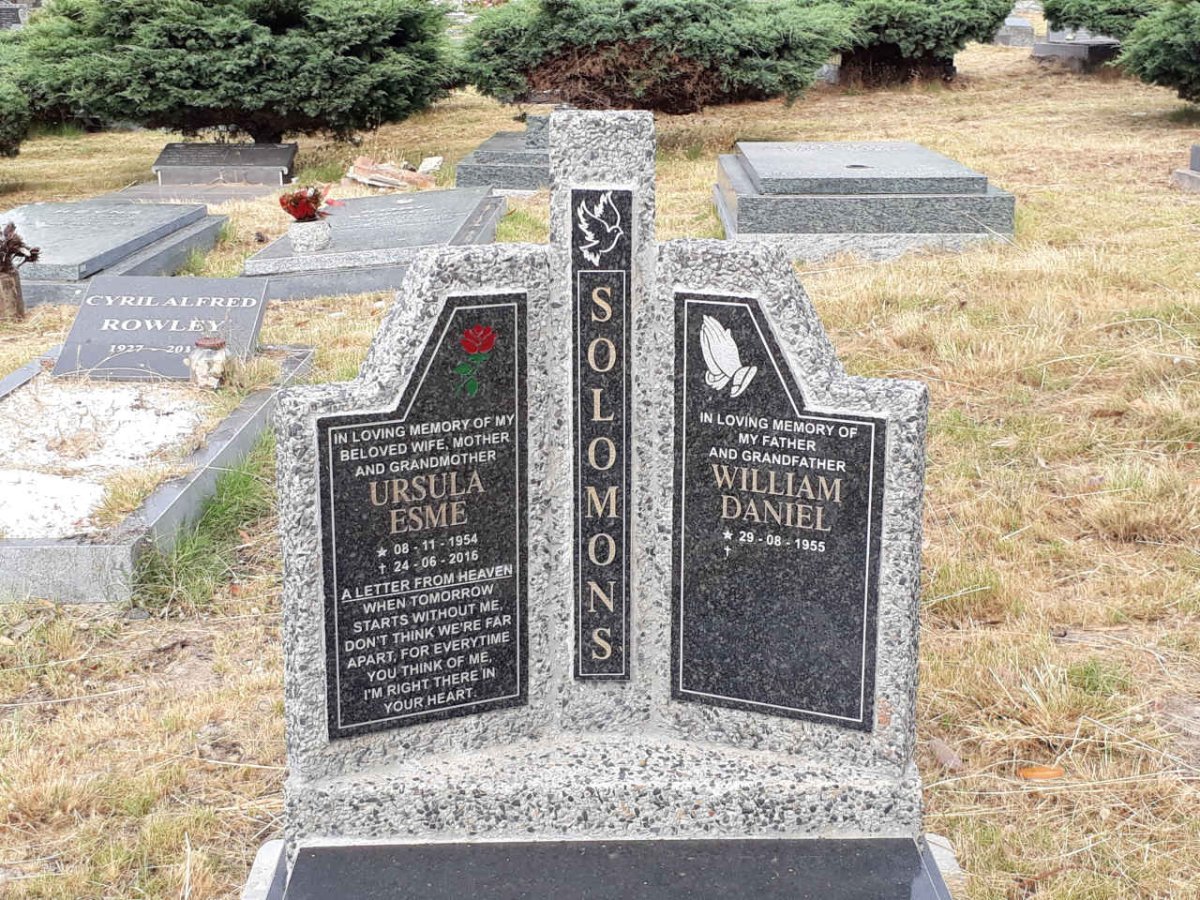 SOLOMONS William Daniel 1955- &amp; Ursula Esme 1954-2016