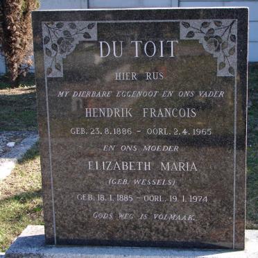 TOIT Hendrik Francois, du 1886-1965 &amp; Elizabeth Maria WESSELS 1885-1974