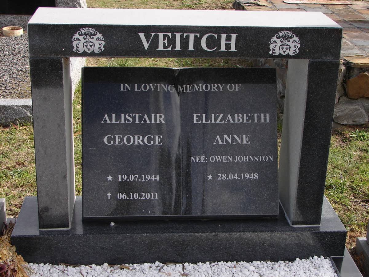 VEITCH Alistair George 1944-2011 &amp; Elizabeth Anne OWEN JOHNSTON 1948-