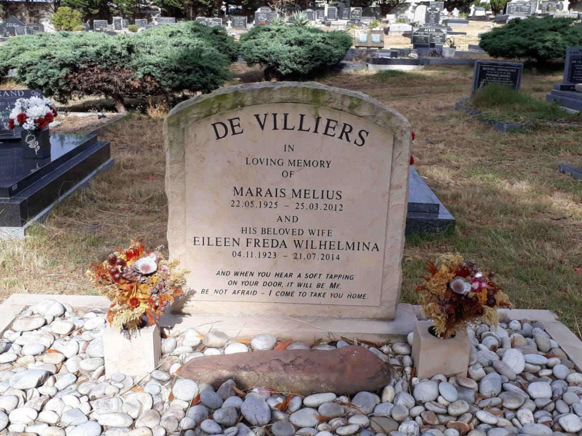 VILLIERS Marais Melius, de 1925-2012 &amp; Eileen Freda Wilhelmina 1923-2014