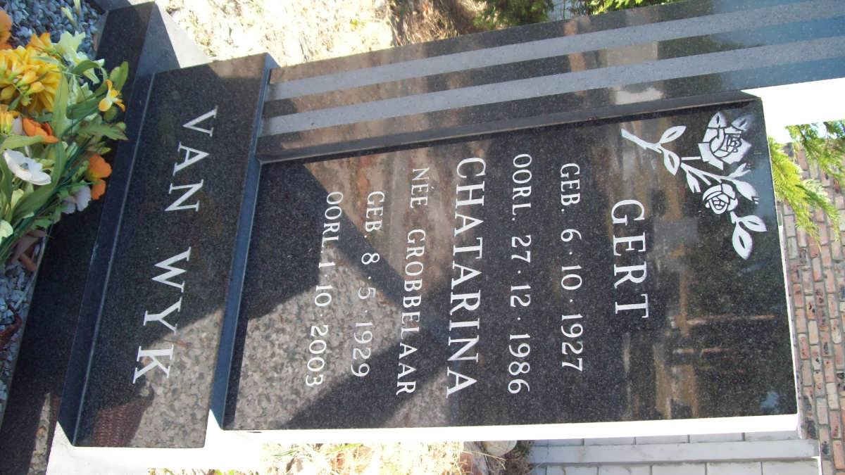 WYK Gert, van 1927-1986 &amp; Chatarina GROBBELAAR 1929-2003