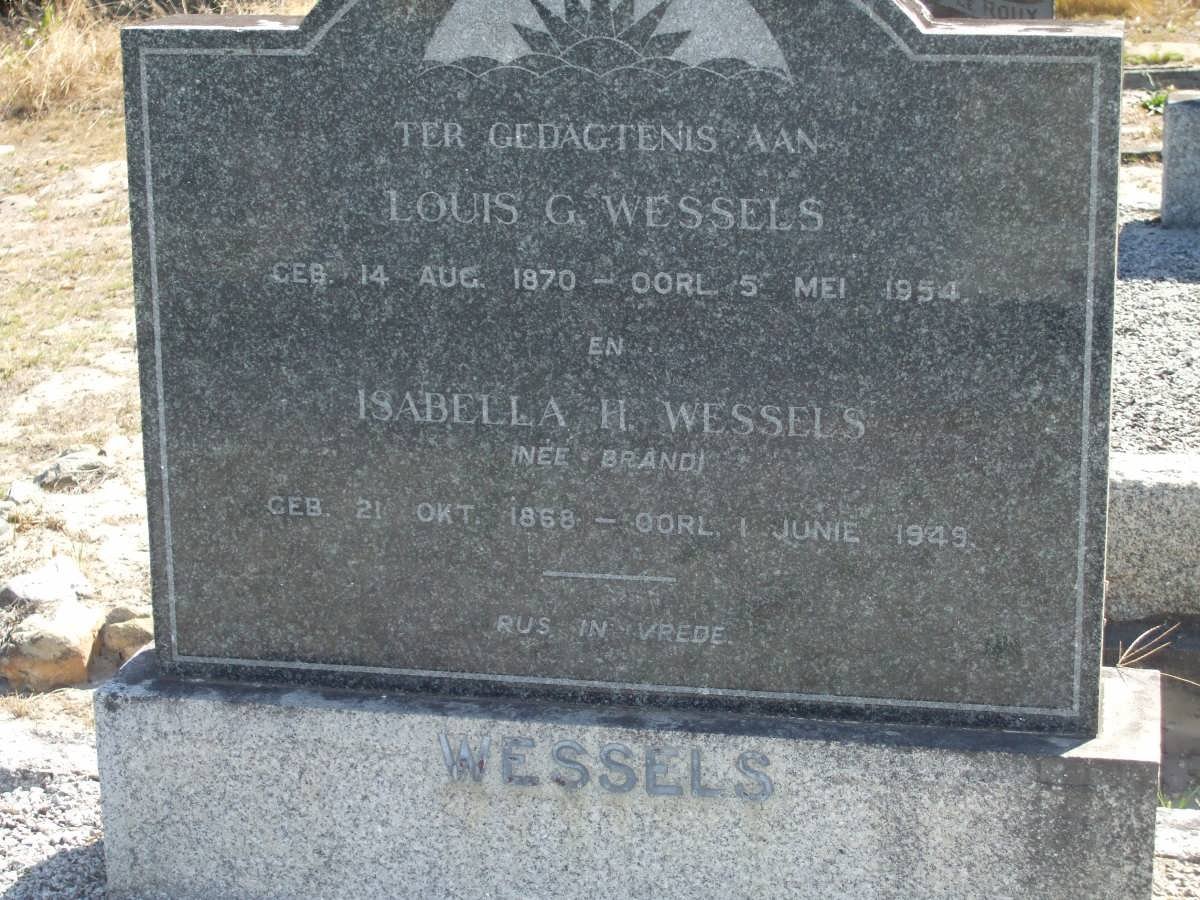 WESSELS Louis G. 1870-1954 &amp; Isabella A. BRAND 1868-1949