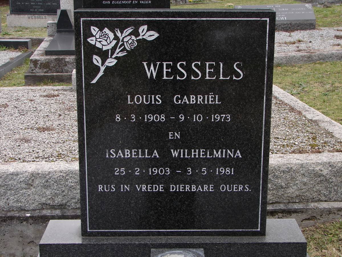 WESSELS Louis Gabriël 1908-1973 &amp; Isabella Wilhelmina 1903-1981