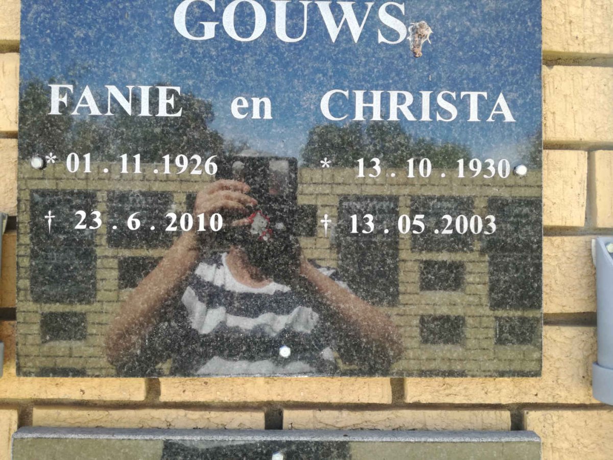GOUWS Fanie 1926-2010 &amp; Christa 1930-2003