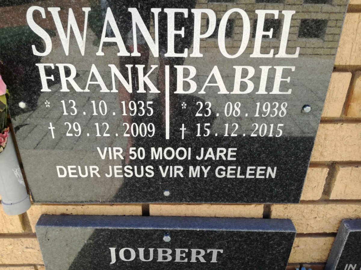 SWANEPOEL Frank 1935-2009 &amp; Babie 1938-2015