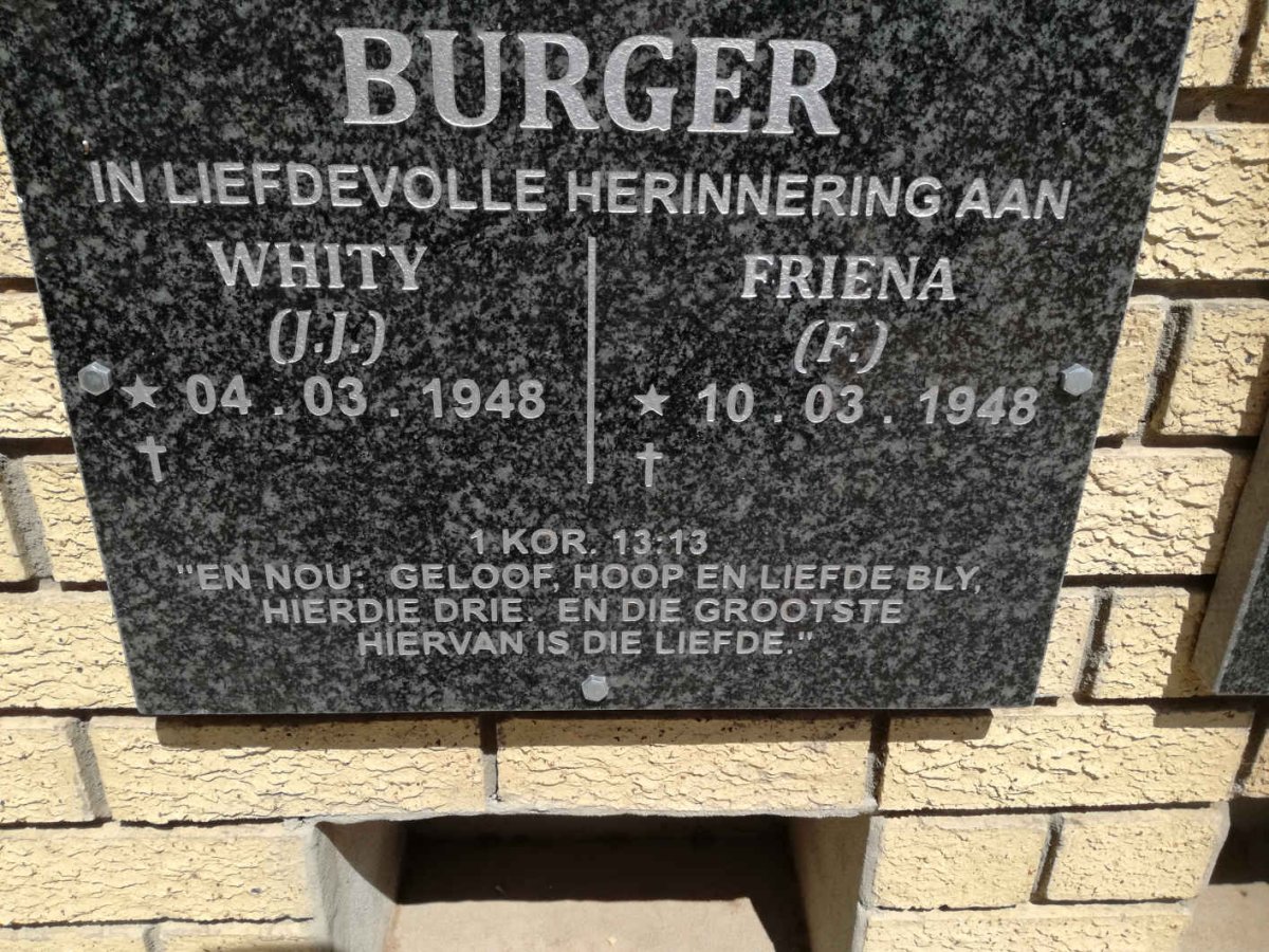 BURGER J.J. 1948- &amp; F. 1948-