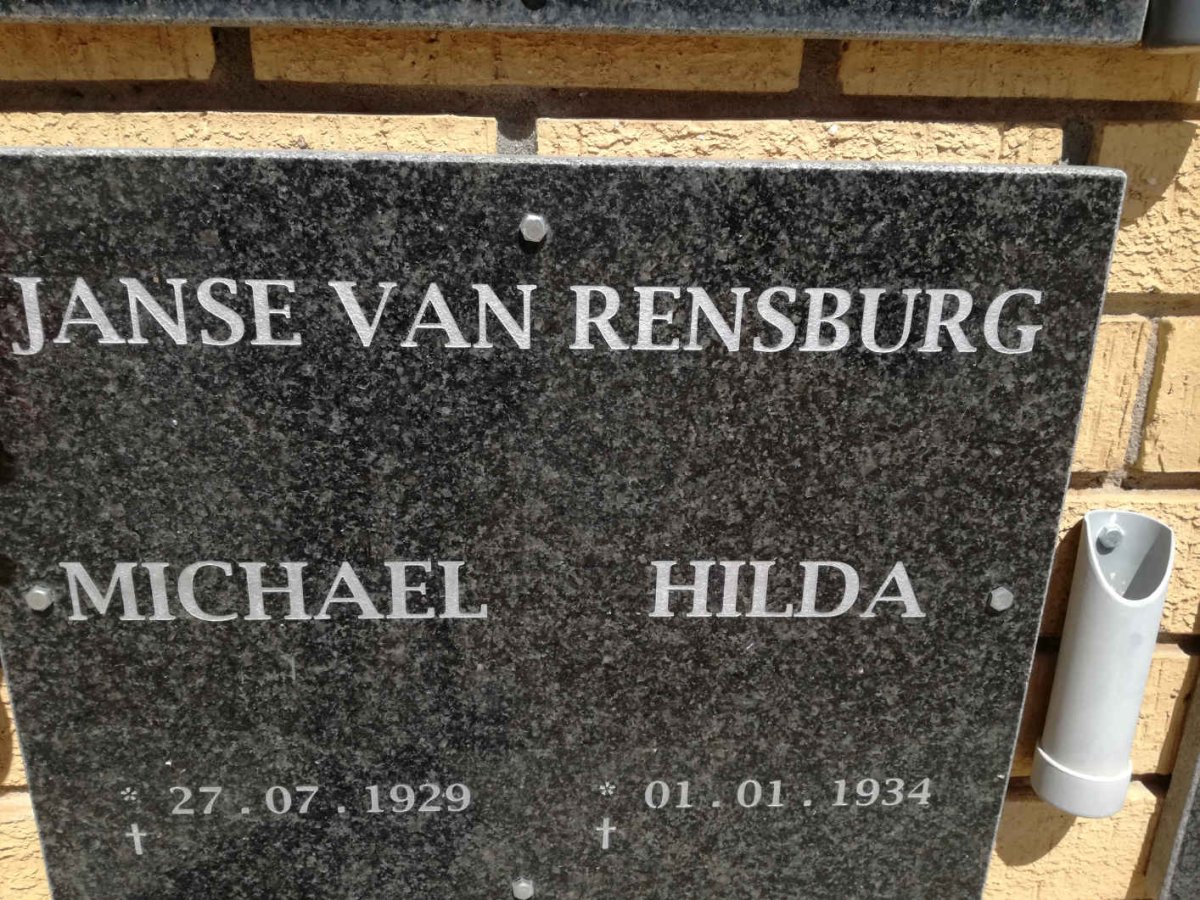 RENSBURG Michael, Janse van 1929- &amp; Hilda 1934-