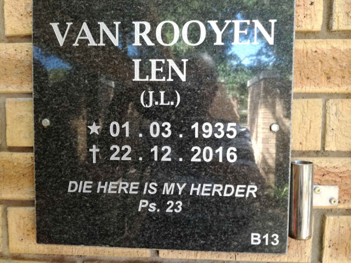 ROOYEN J.L., van 1935-2016