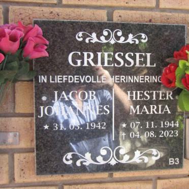 GRIESEL Jacob Johannes 1942- & Hester Maria 1944-2023