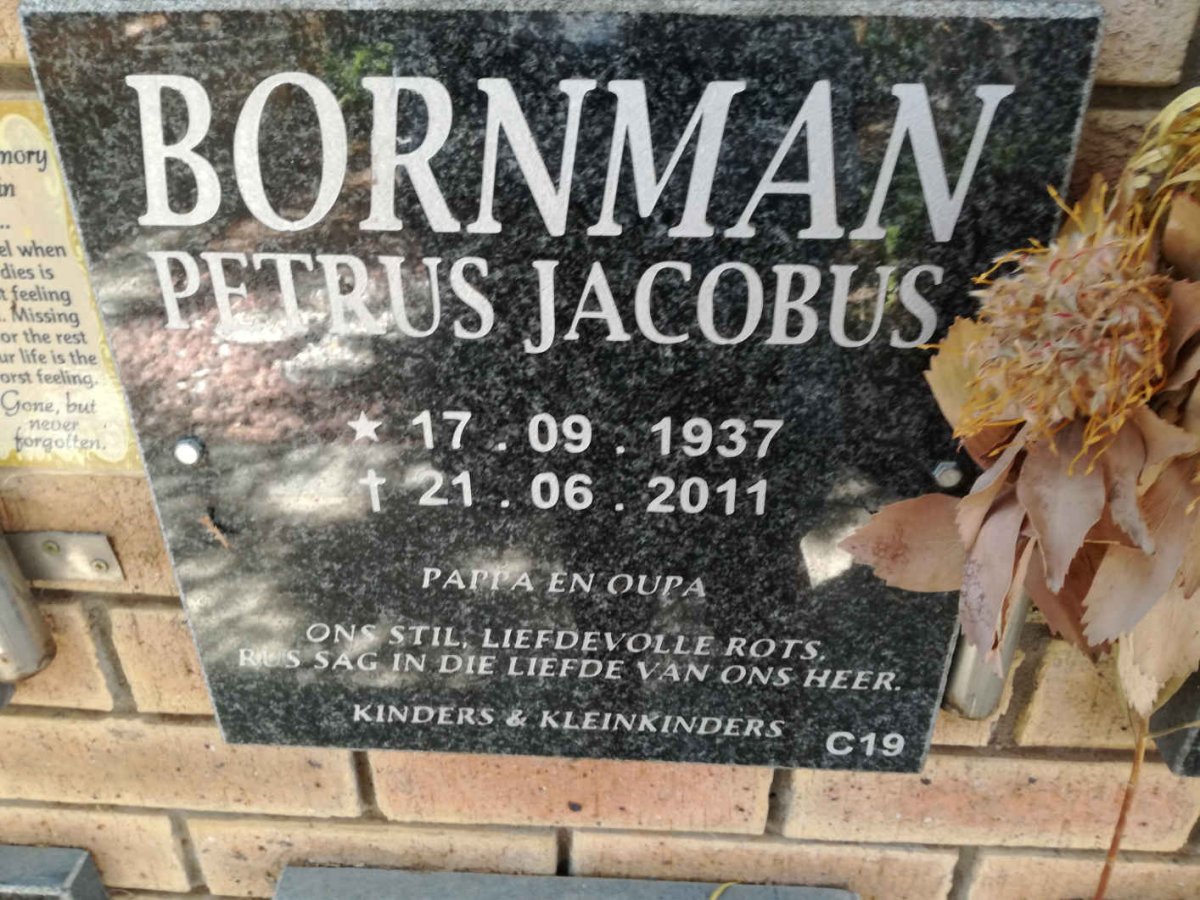 BORNMAN Petrus Jacobus 1937-2011