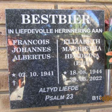 BESTBIER Francois Johannes Albertus 1941- & Elizabeth Magrietha Hendrina 1944-2022