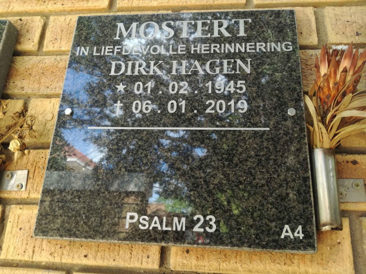 MOSTERT Dirk Hagen 1945-2019