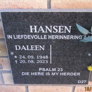 HANSEN Daleen 1948-2023