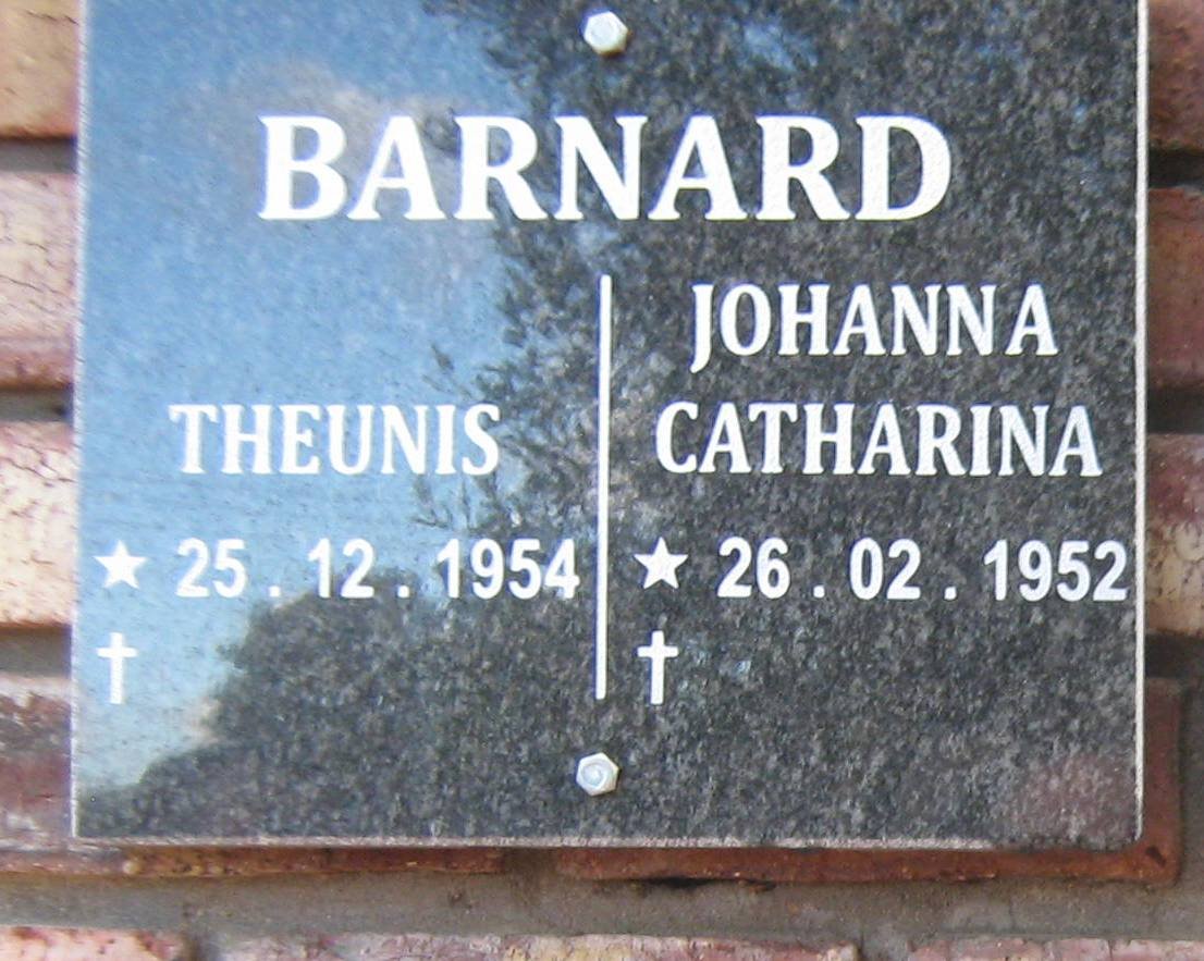 BARNARD Theunis 1954- &amp; Johanna Catharina 1952-