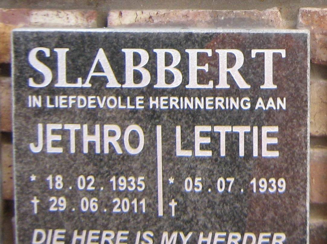 SLABBERT Jethro 1935-2011 &amp; Lettie 1939-