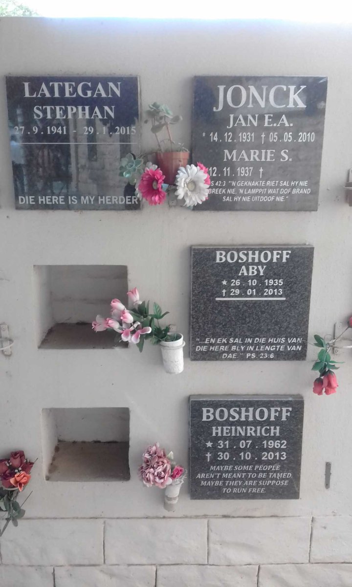 LATEGAN Stephan 1941-2015 :: JONCK Jan E.A. 1931-2010 &amp; Marie S. 1937-