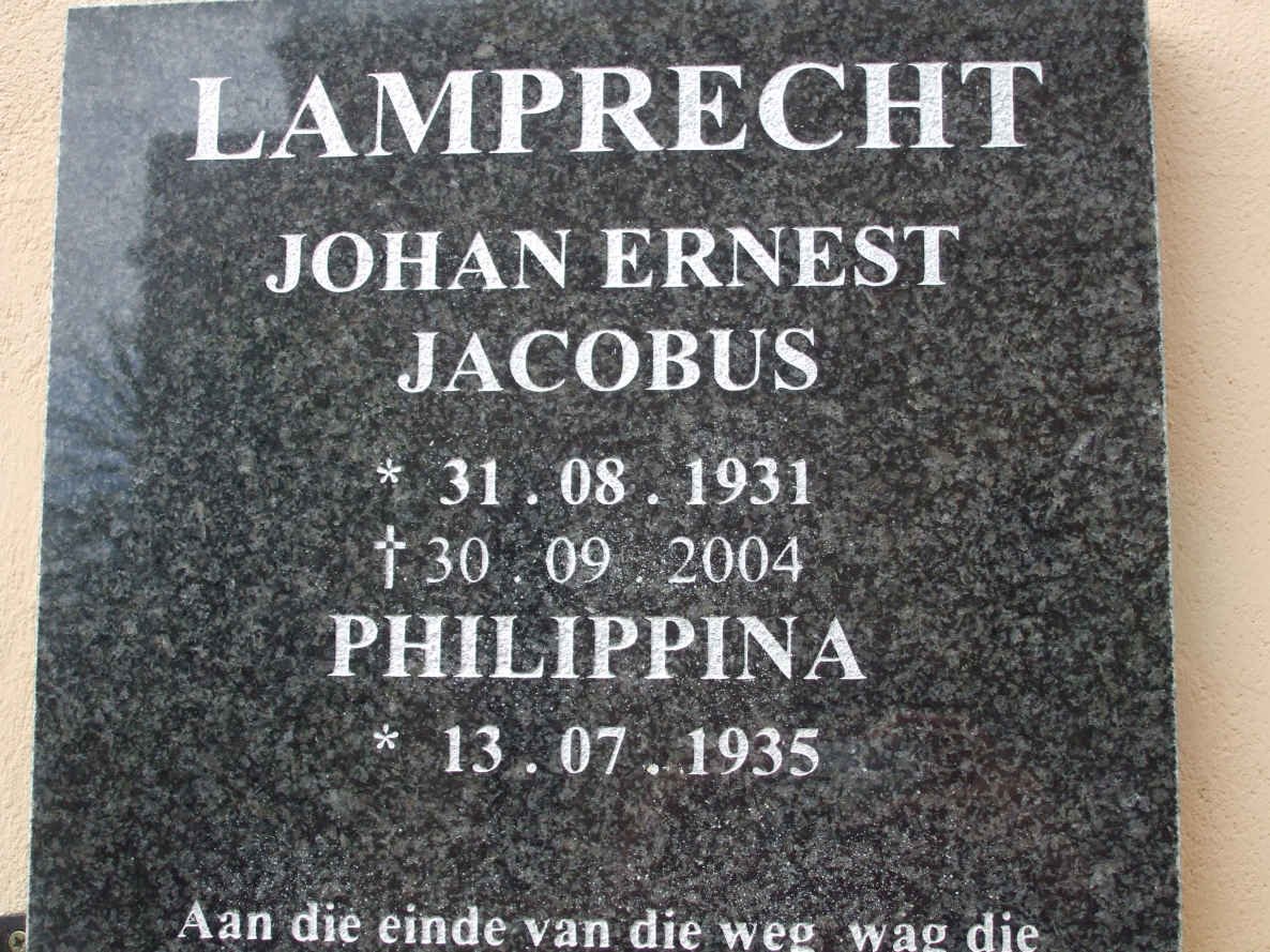 LAMPRECHT Johan Ernest Jacobus 1931-2004 &amp; Philippina 1935-