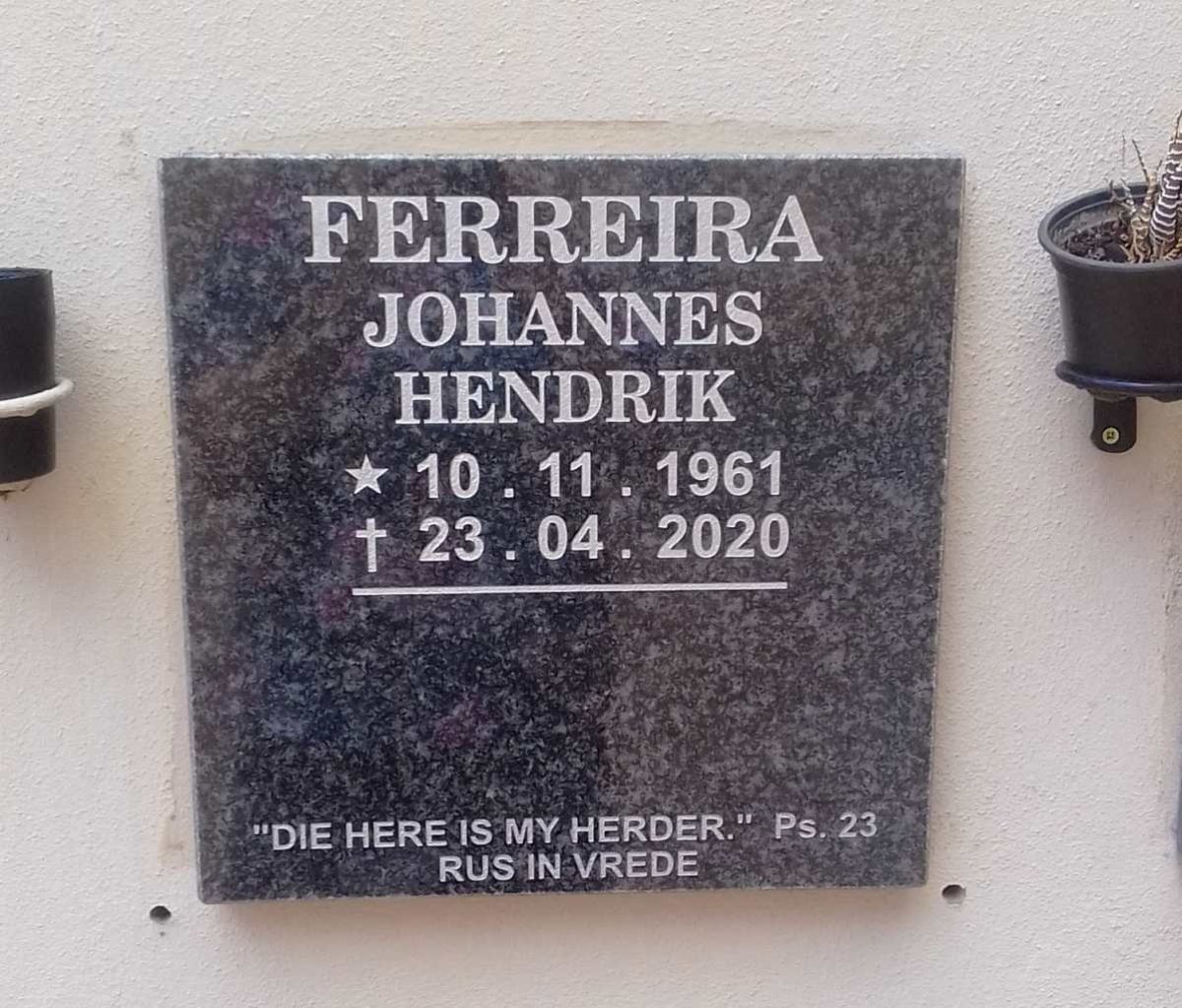 FERREIRA Johannes Hendrik 1961-2020