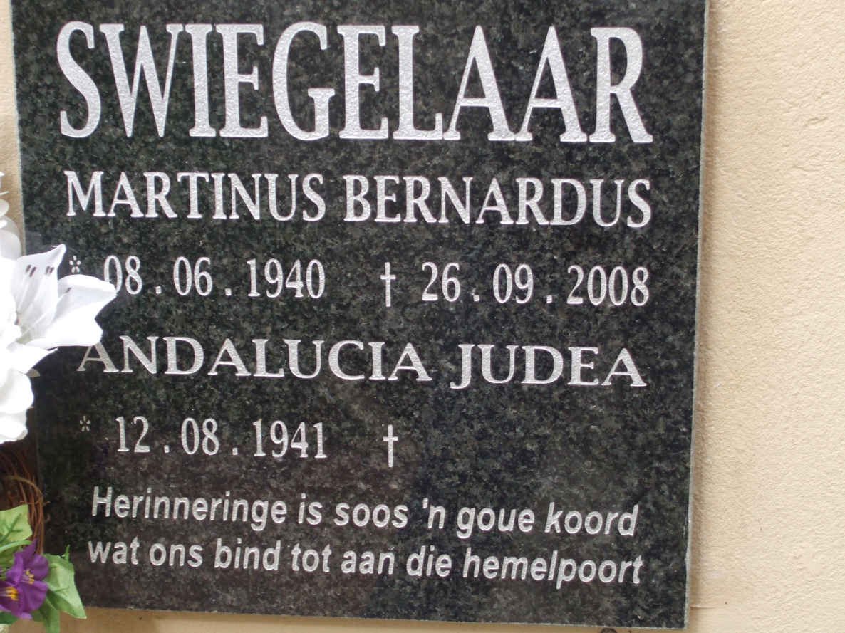 SWIEGELAAR Martinus Bernardus 1940-2008 &amp; Andalucia Judea 1941-