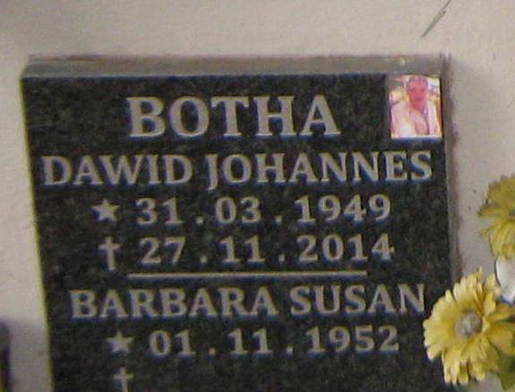 BOTHA Dawid Johannes 1949-2014 &amp; Barbara Susan 1952-