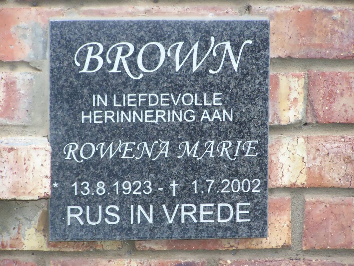 BROWN Rowena Maria 1923-2002