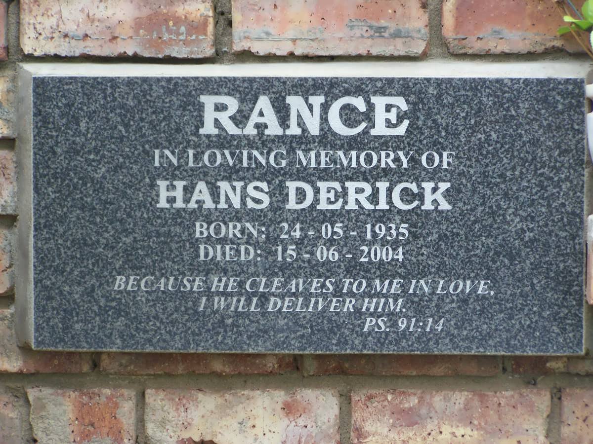 RANCE Hans Derick 1935-2004
