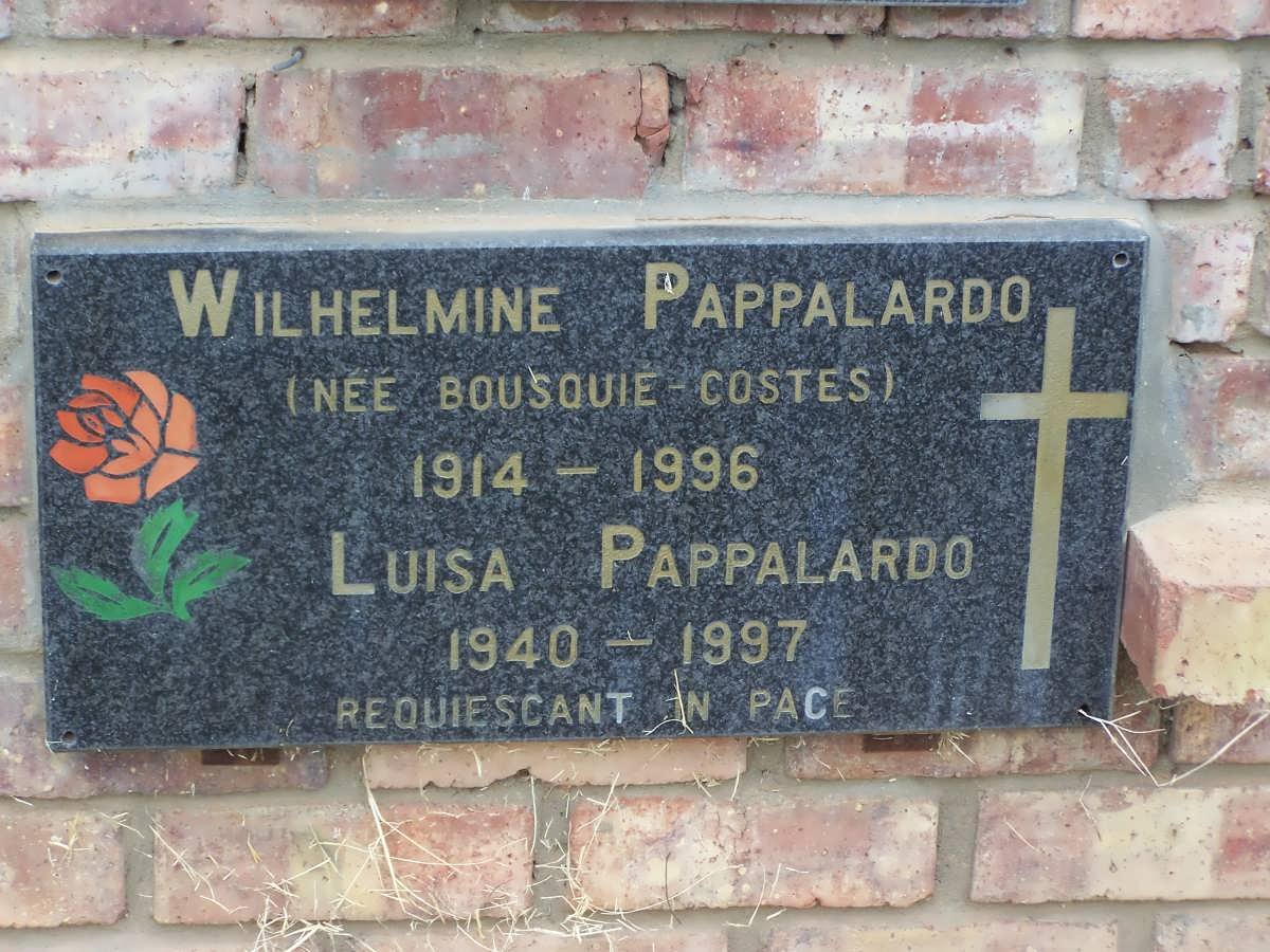 PAPPALARDO Wilhelmine nee BOUSQUIE-COSTES 1914-1996 :: PAPPALARDO Luisa 1940-1997