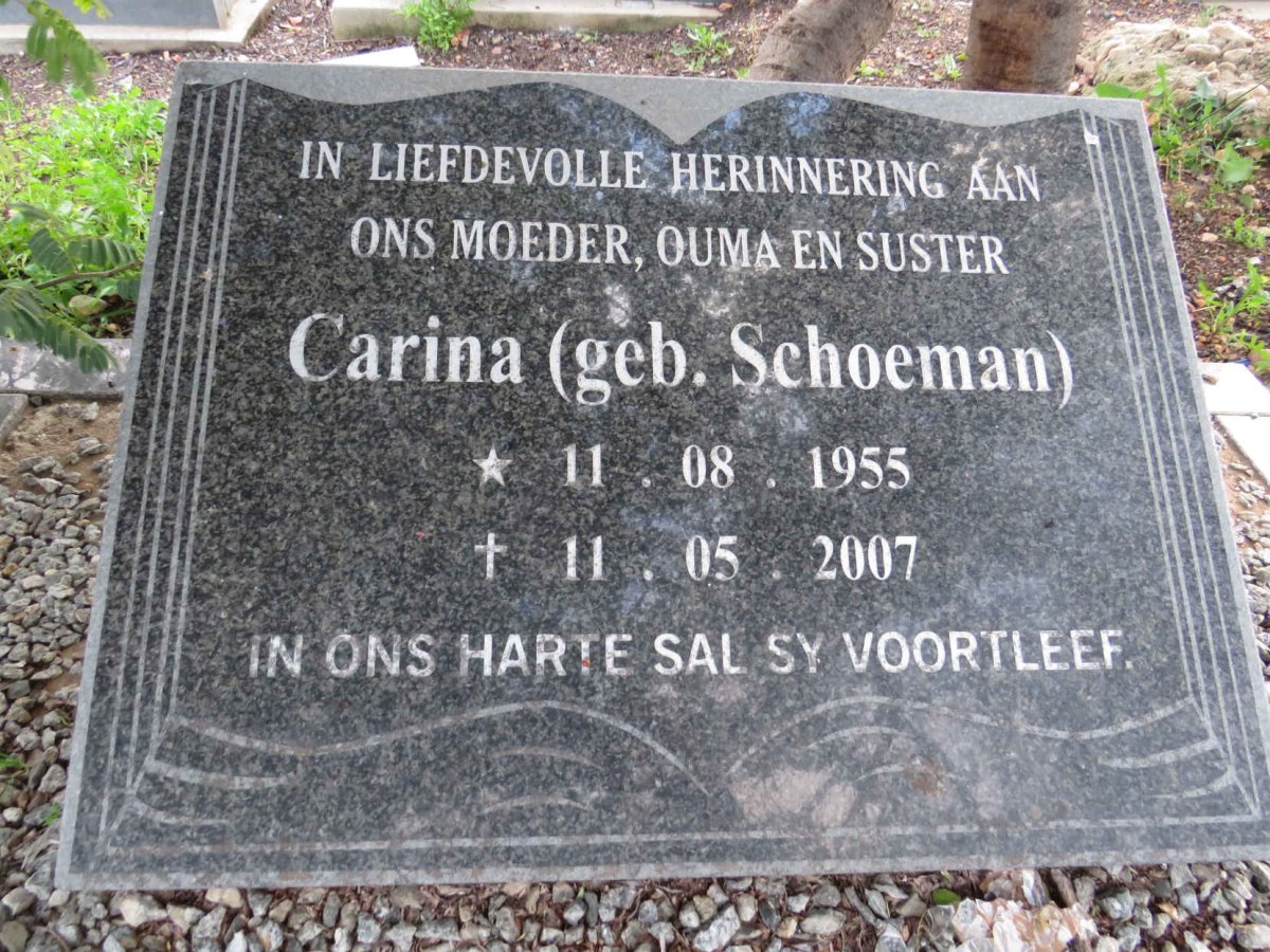 ? Carina nee SCHOEMAN 1955-2007