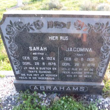 ABRAHAMS Jacomina 1908-1976 :: ABRAHAMS Sarah 1924-1978