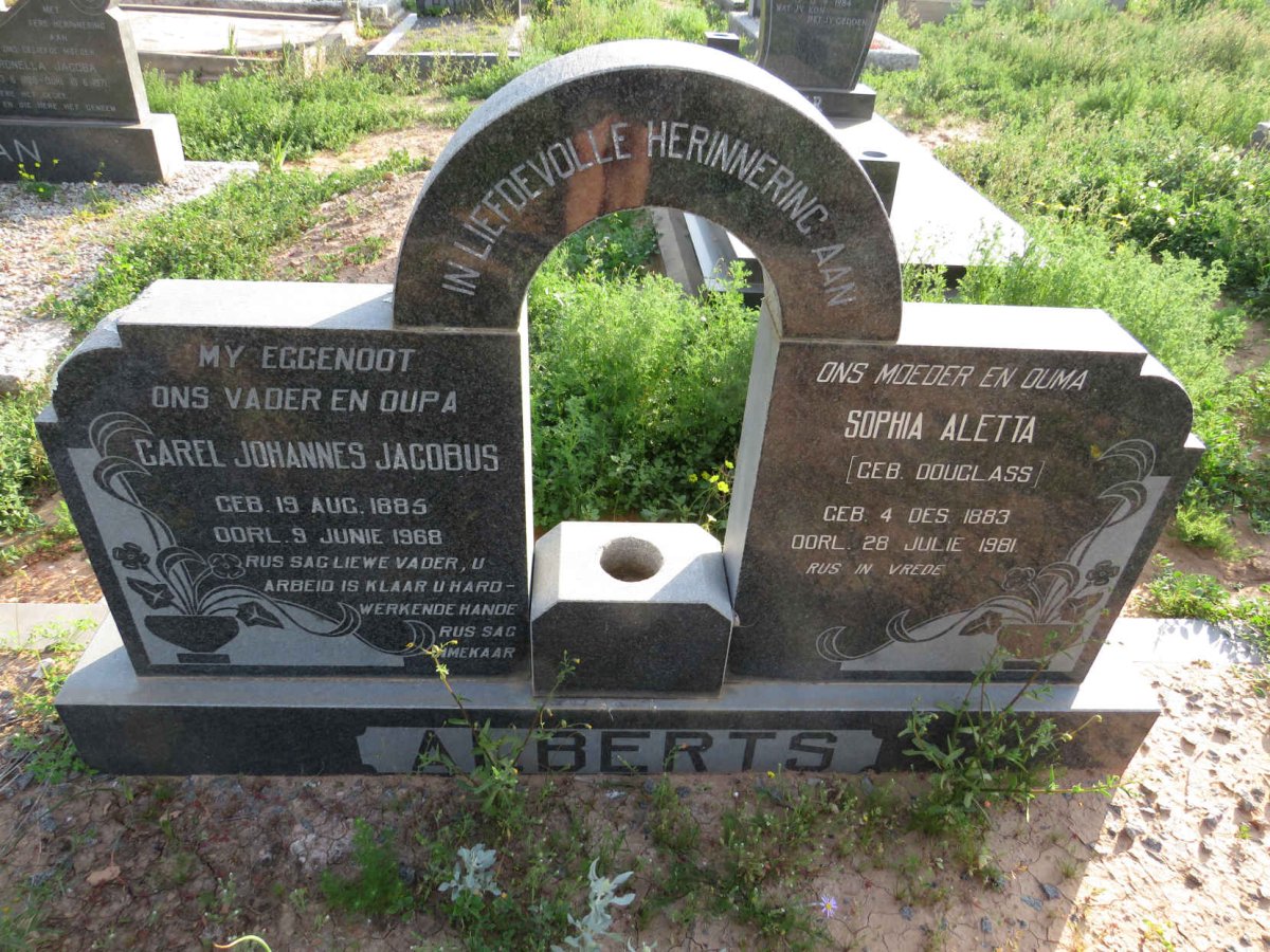ALBERTS Carel Johannes Jacobus 1885-1968 & Sophia Aletta DOUGLAS 1883-1981