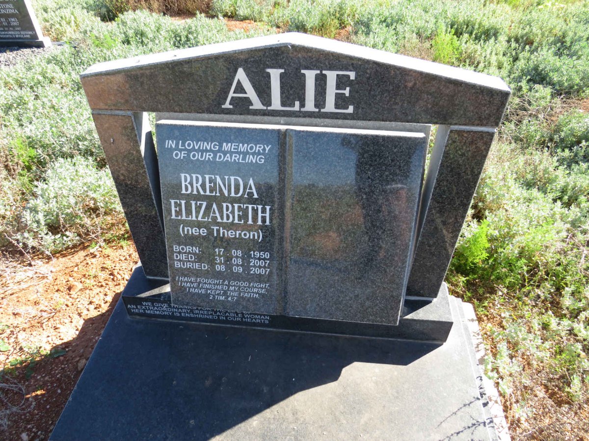 ALIE Brenda Elizabeth nee THERON 1950-2007