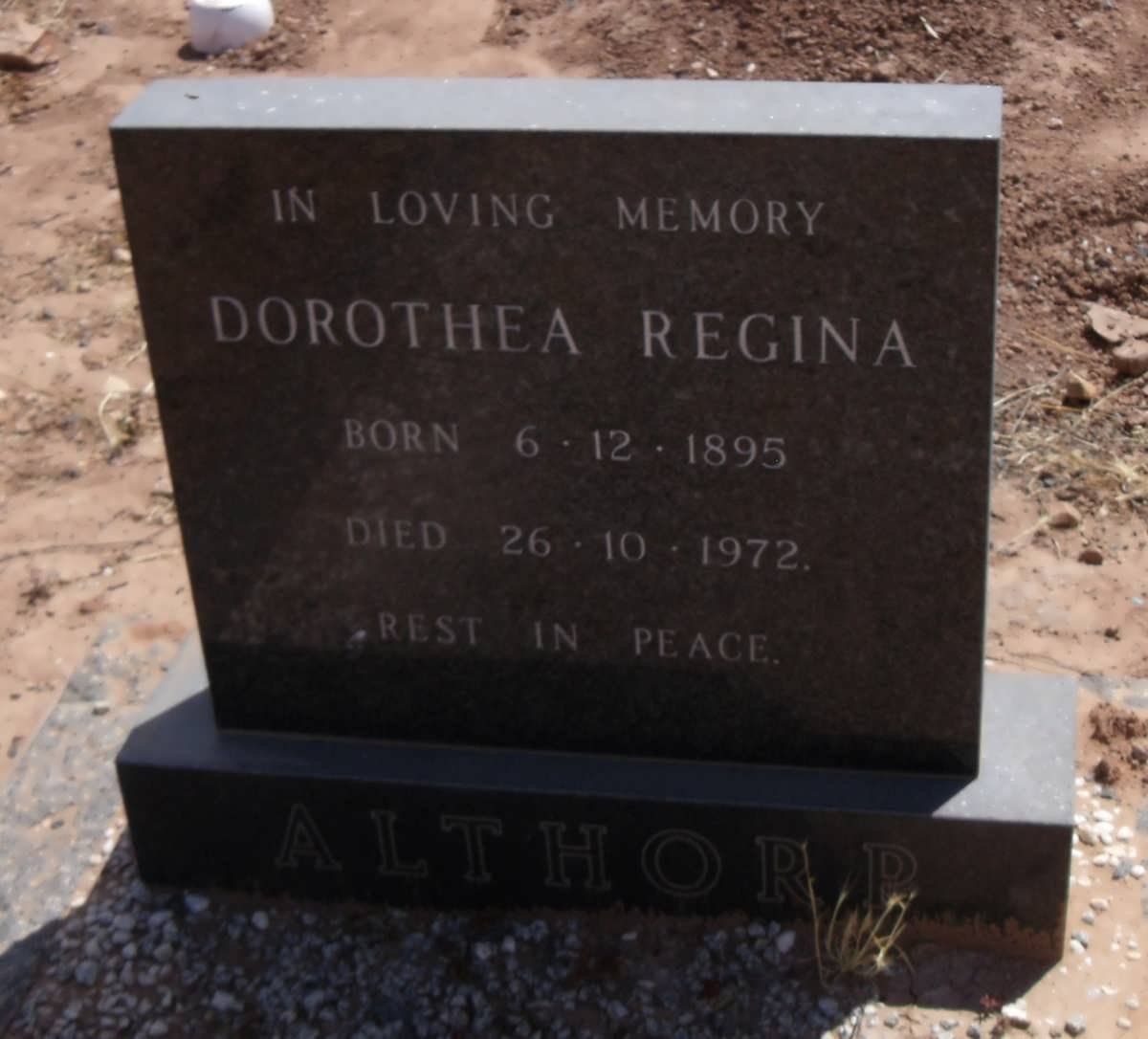 ALTHORP Dorothea Regina 1895-1972