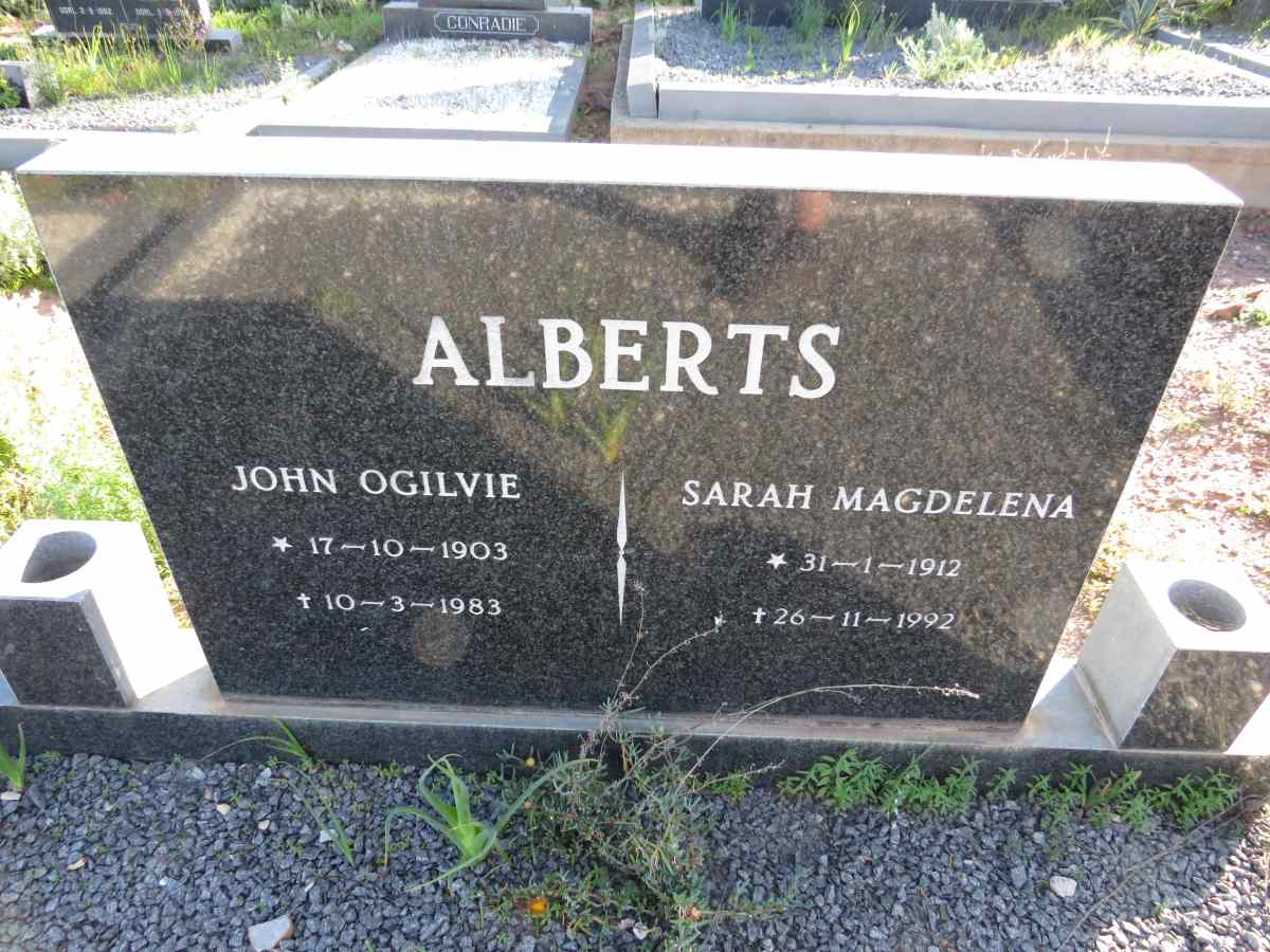 ALBERTS John Ogilvie 1903-1983 & Sarah Magdelena 1912-1992