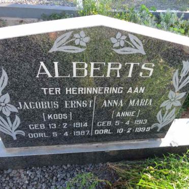 ALBERTS Jacobus Ernst 1914-1987 & Anna Maria 1913-1999