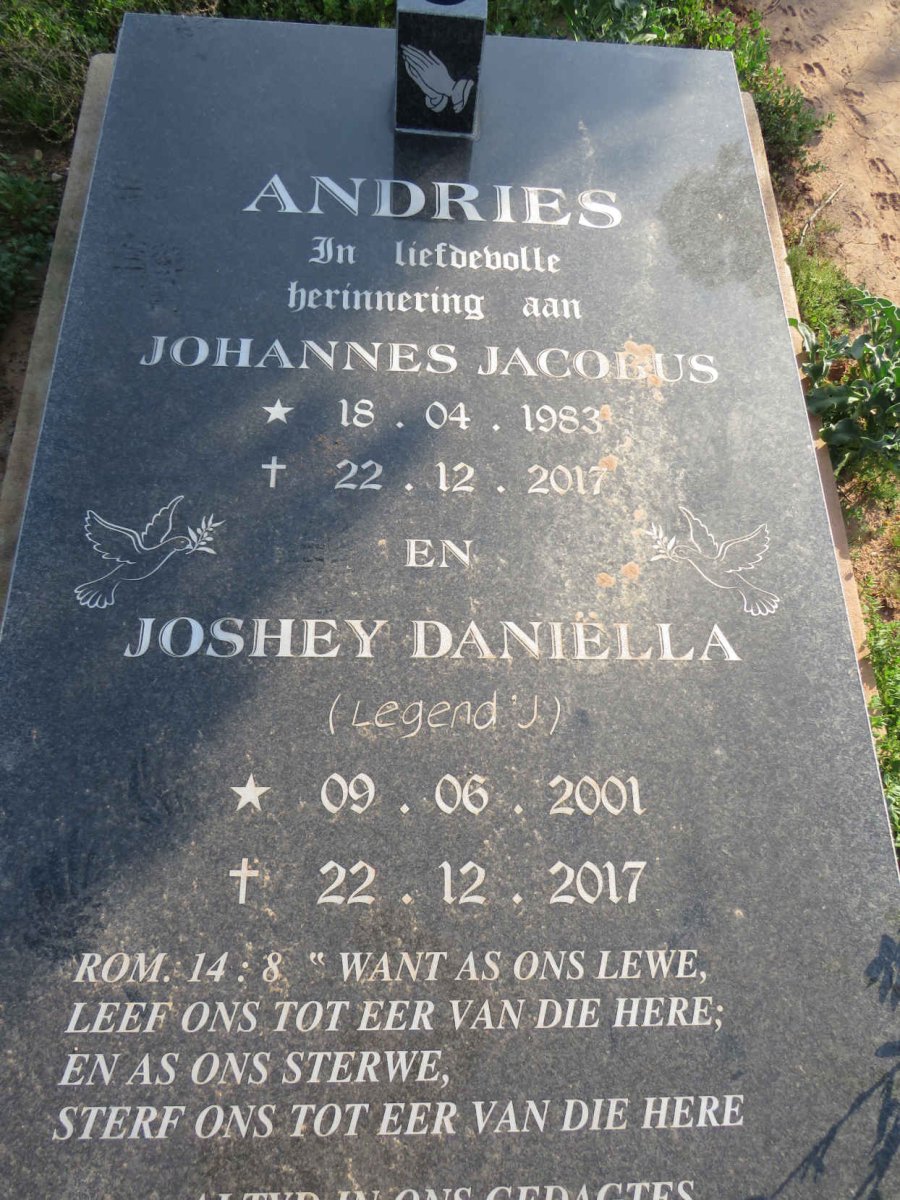 ANDRIES Johannes Jacobus 1983-2017 :: ANDRIES Joshey Daniella 2001-2017