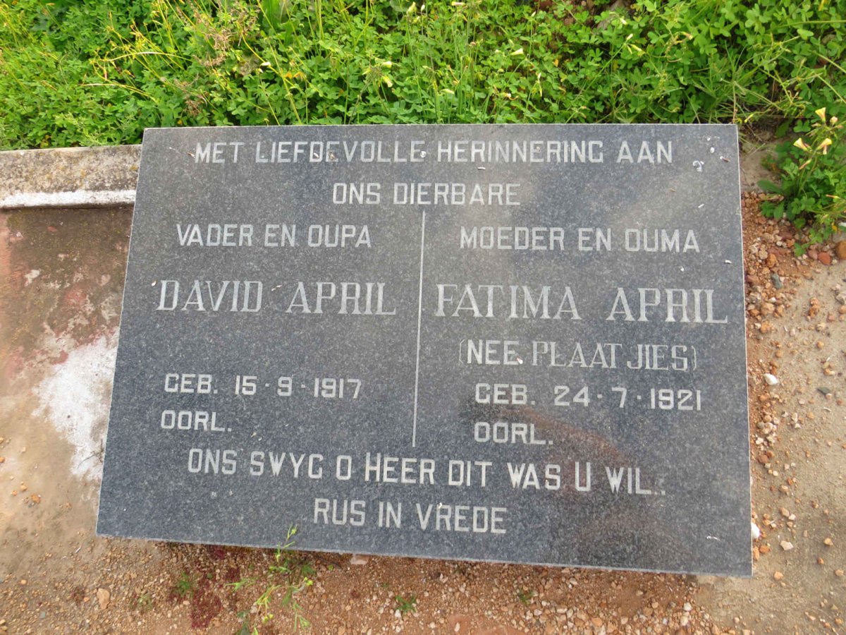 APRIL David 1917- & Fatima PLAATJIES 1921-