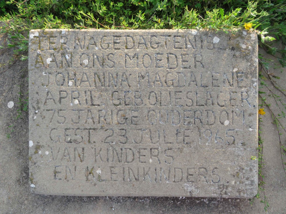 APRIL Johanna Magdalene nee OLISLAGER -1965