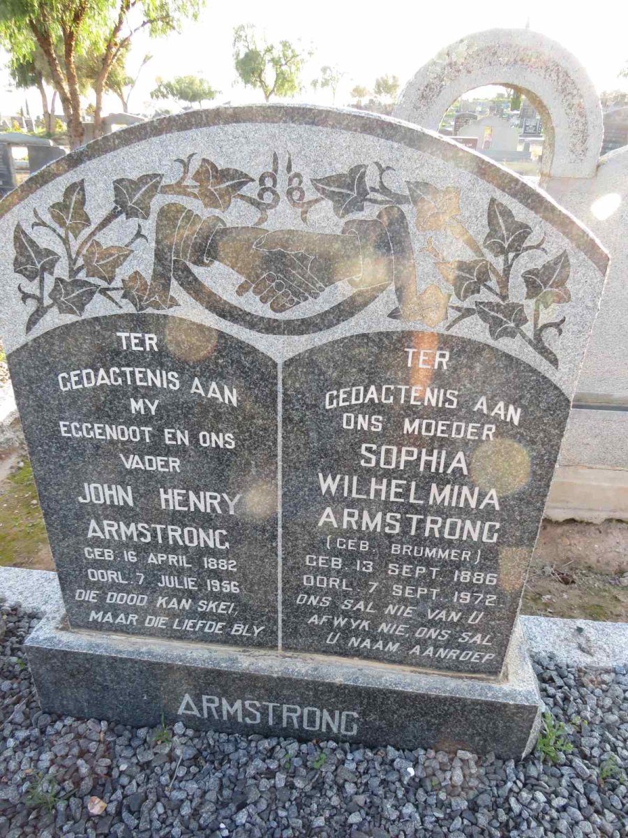 ARMSTRONG John Henry 1882-1956 & Sophia Wilhelmina BRUMMER 1886-1972