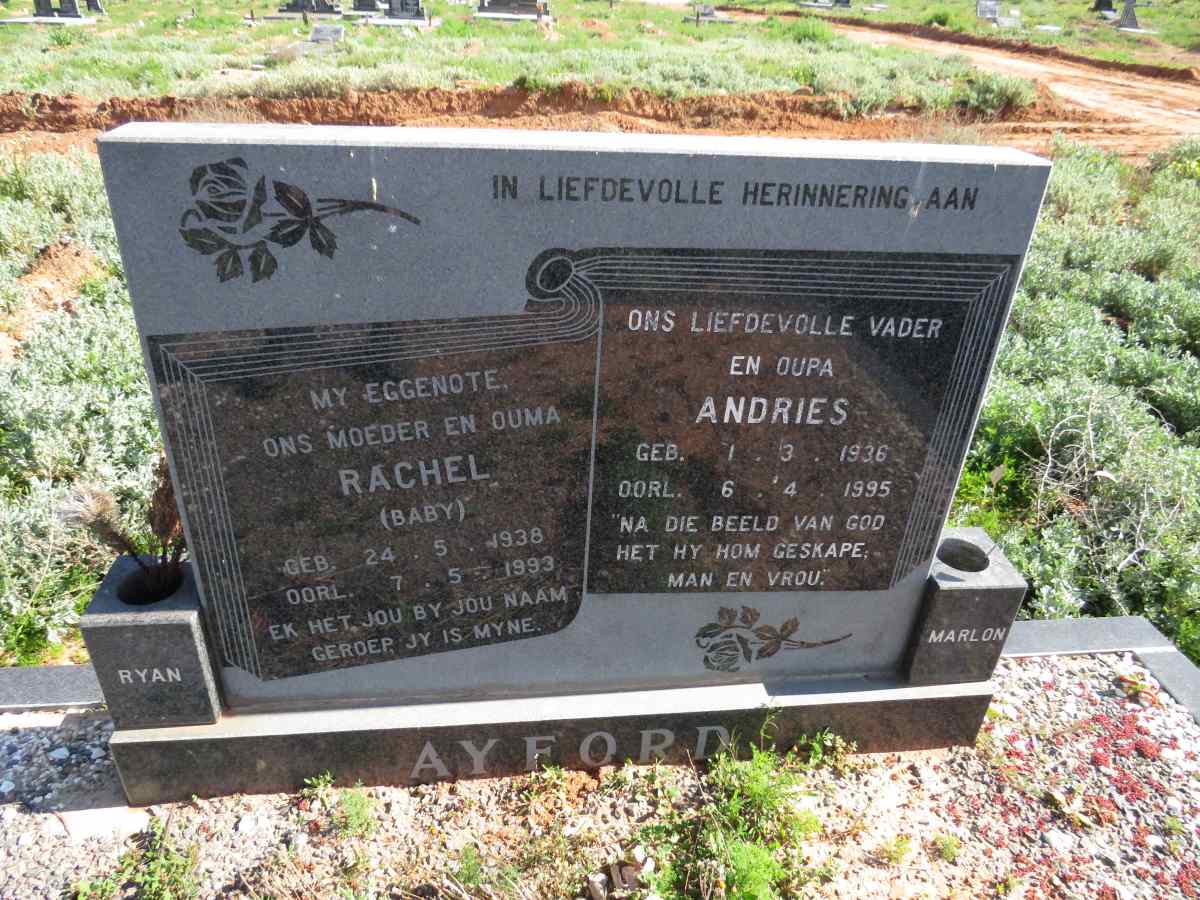 AYFORD Andries 1936-1995 & Rachel 1938-1993