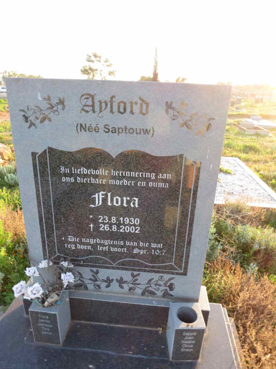 AYFORD Flora nee SAPTOUW 1930-2002