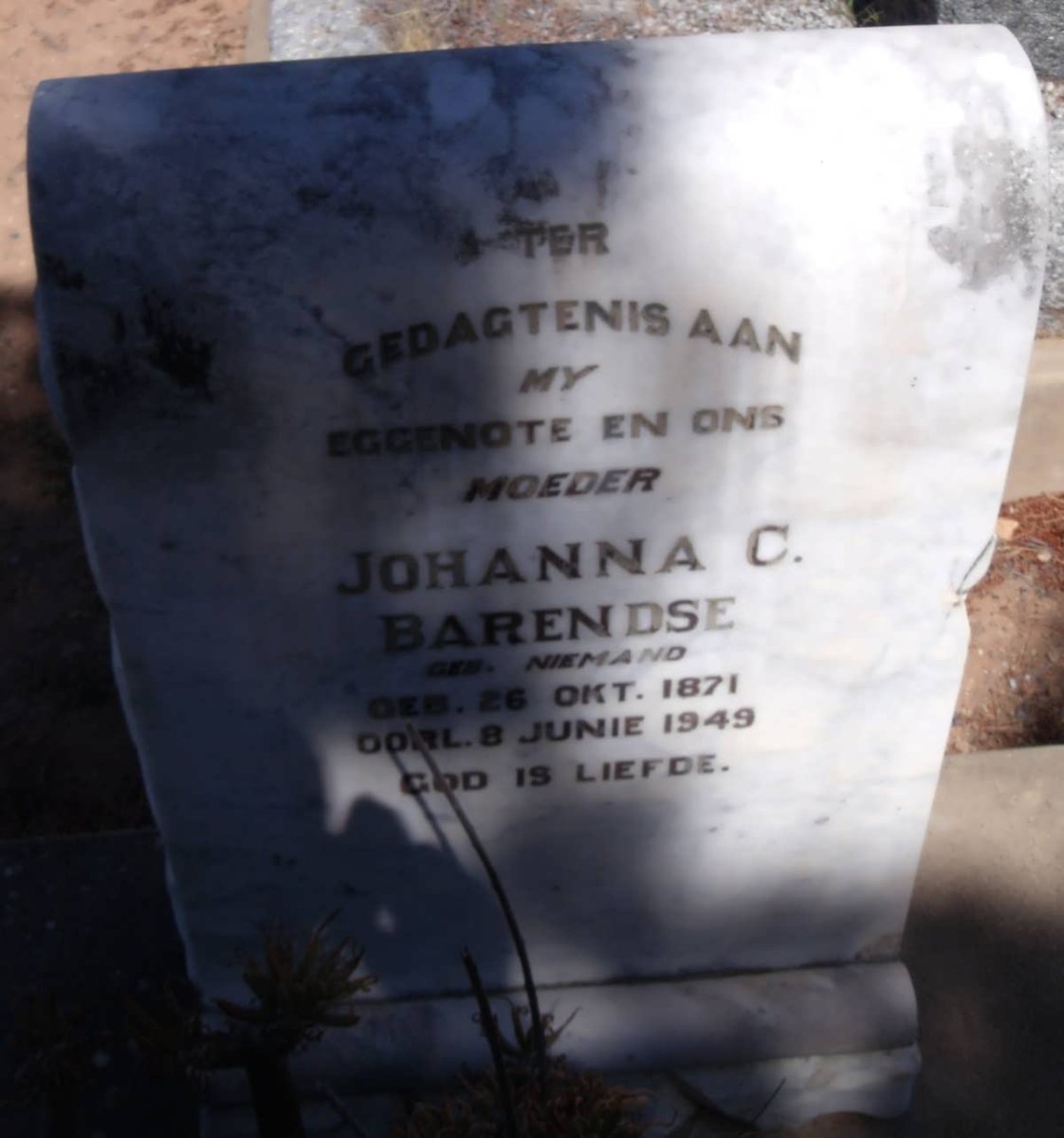 BARENDSE Johanna C. nee NIEMAND 1871-1949