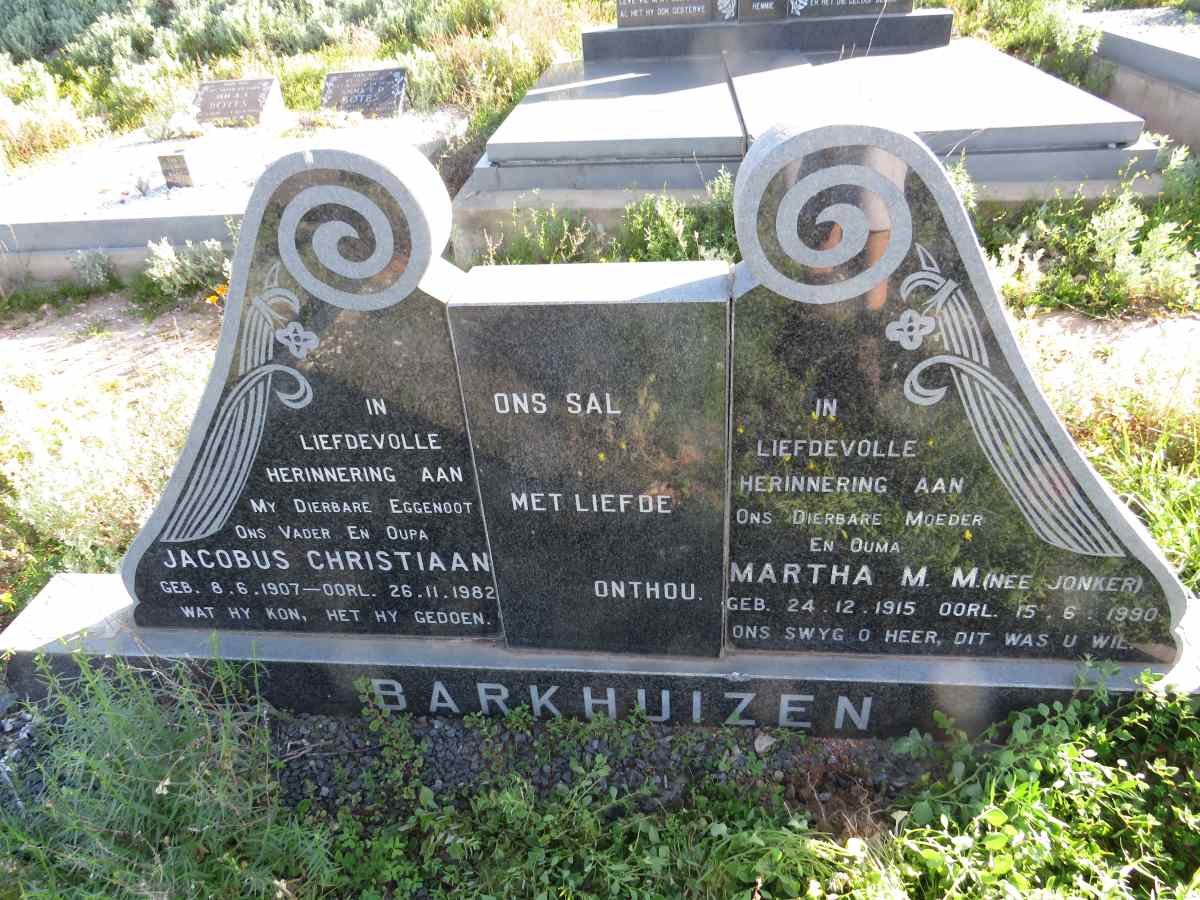 BARKHUIZEN Jacobus Christiaan 1907-1982 & Martha M.M. JONKER 1915-1990 
