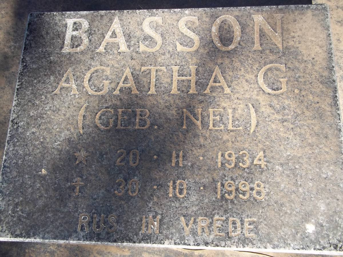 BASSON Agatha G. nee NEL 1934-1998