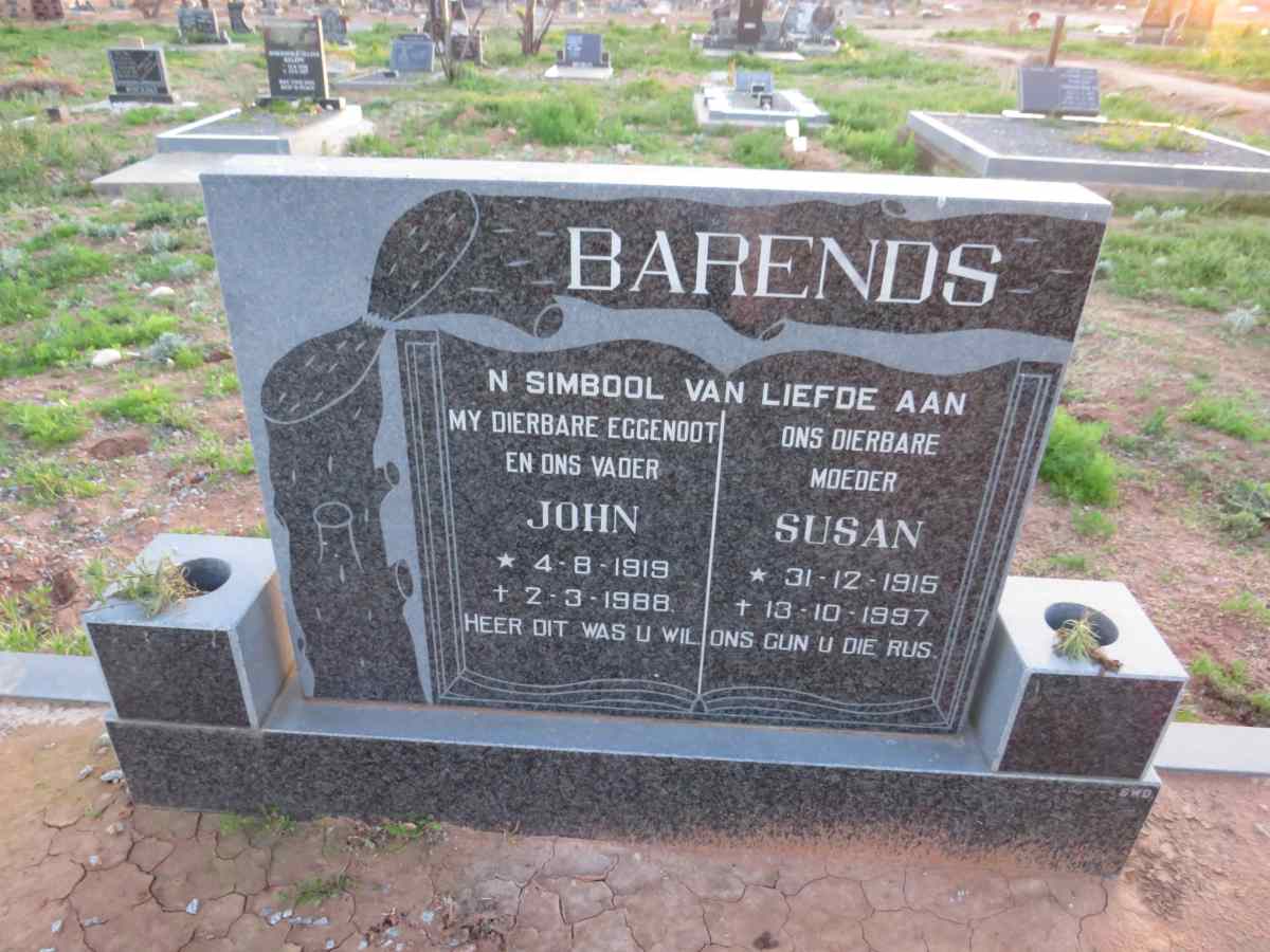 BARENDS John 1919-1988 & Susan 1915-1997 