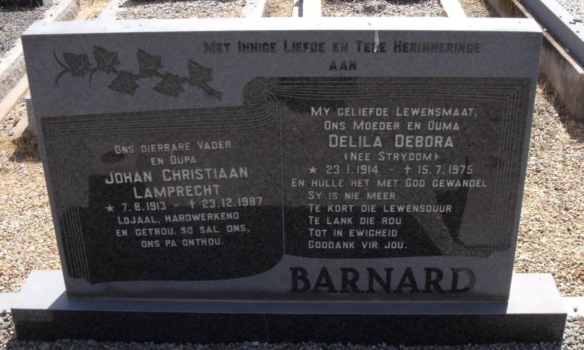 BARNARD Johan Christiaan Lamprecht 1913-1987 &amp; Delila Debora STRYDOM 1914-1975