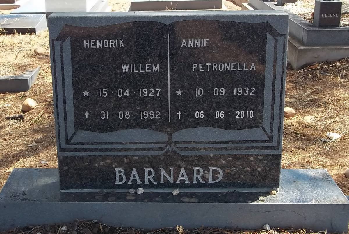 BARNARD Hendrik Willem 1927-1992 &amp; Annie Petronella 1932-2010
