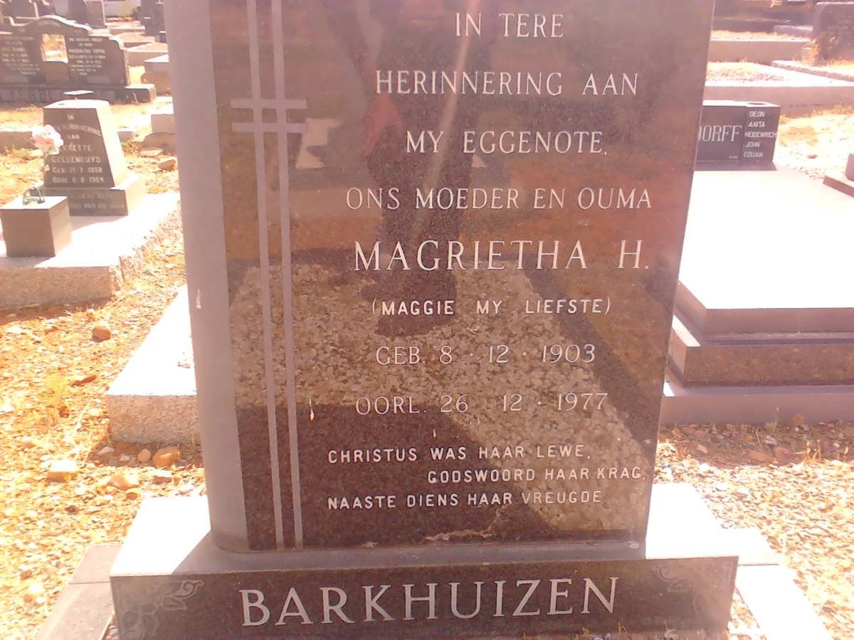 BARKHUIZEN Magrietha H. 1903-1977