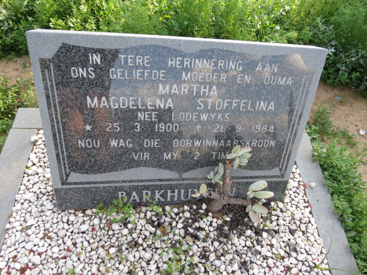 BARKHUYSEN Martha Magdelena Stoffelina nee LODEWYKS 1900-1984