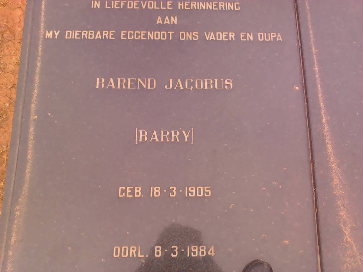 BARNARDT Barend Jacobus 1905-1984