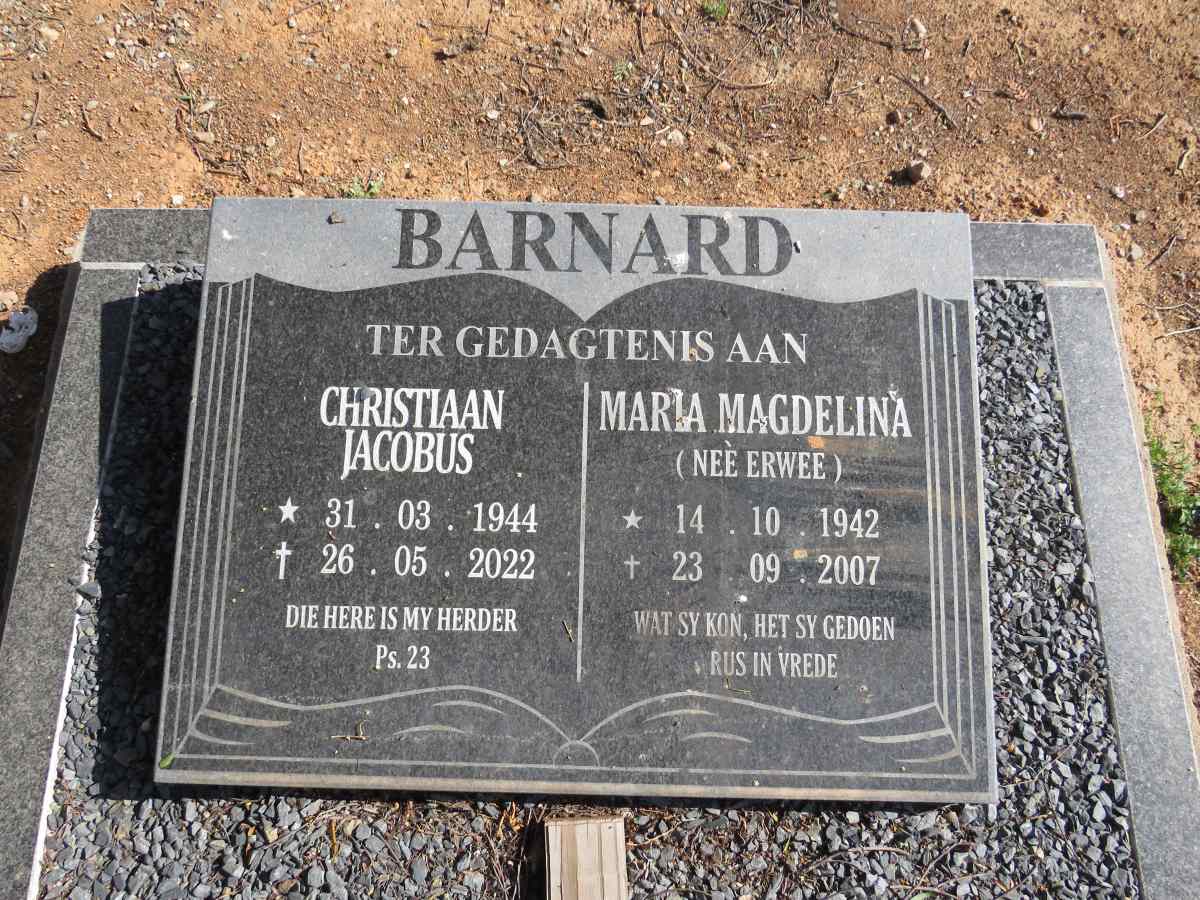 BARNARD Christiaan Jacobus 1944-2022 & Maria Magdelina ERWEE 1942-2007